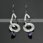 White golden earring in 100% sterling silver with cz purple crystal in latest designs for women