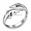 Silver plated dophin finger rings fashion imitation white gold simple ring jewellery for kids