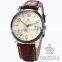 Orkina Coffee Leather Stainless Steel Case Chrono Quartz Men's Analog Sport Watch