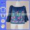 BOOHOO BLUE OFF THE SHOULDER DENIM RUFFLE TOPS WITH EMBROIDERY