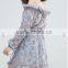 Summer Dress Clothes Women Long Sleeve Multicolor Floral Print Chiffon Short Dress