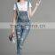 autumn new style high quality washed damaged bib pants customized