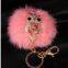 Crystal Gold Plated Popular Exquisite Cartoon Owl Plush Women's Keychain Hanging Chain
