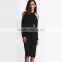 2016 Backless Bodycon Pencil Dress Hollow Out Woman New Arrival Black Open Shoulder Long Sleeve Bow Halter Dress