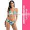 Women Summer Beachwear Sexy Printed Deep V Backless Push-up Bikini Set Swimming Suits