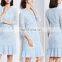 China Manufacturer Pleatd Hem Light Blue Lace Slim Dresses For Women