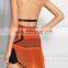 2017 hot sale orange sleeveless halter backless jacquard weave bandage night club dress