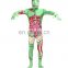 Green Lycra Viscera Design Full Bodysuit Zentai Costume Halloween Dress