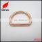 Factory supply Rose gold Welded D ring buckle for leather bag