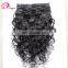 Raw indian curly hair clip in hair extensions for african american