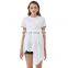 TWOTWINSTYLE T Shirt for Women  O Neck Short Sleeve High Waist Irregular Hem White Top Patchwork Ruffle