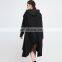 CHICEVER Dress For Women Hooded Long Sleeve Asymmetric Hem Black Oversized Female Patchwork Ruffles