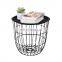 Customized Newest Design Home Storage Metal Wire Basket Round Tea Table With Lid