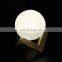 Christmas gift 3 color night light LED 3D printing moon lamp with usb charging creative holiday decor lamp