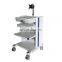 Small Medical Stretcher Cart 3 Layer Equipment Trolley for hospital use