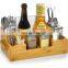 Bamboo Utensil Holder Wooden Caddy Set Silverware Flatware Beer Tray For Spoons Knives Forks Napkins Chopsticks Condiments