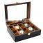 10 Grids watch Box Black Matte Spray Paint Watch Case Organizer for Men Women Time Box for Watch Display