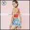 Women Wear Strappy-Back Red Crop Top