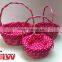 Set of 3 modern house design round pink decorative basket,personalized decoration easter basket storage tote