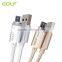 GOLF 1M LED Light Metal nylon weave cable for android mobile phone 2.1A Micro USB Quick charging and data cable