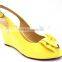 yellow hot sell new model fashion design big bow women ladies girls dress shoes wedge heel