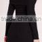 bardot long sleeve rib bodycon dress black