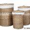beautiful design round willow type wicker storage basket with lids,S/3