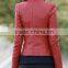 New arrival zippered pockets style leather jacekt for women fashion& nice standard up collar leather jackets