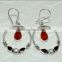 925 Sterling Silver Earring Carnelian Dangle for Best Gift This Christmas