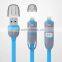 Dual cable TPE noodle data line retractable 2 in 1 usb charging cable