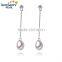 Fancy Fashion White Pearl Earrings 8-9mm AAA Drop Long Dangle Pearl Earring