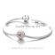 X374 Globalwin Oxidized 925 Sterling Silver Charm, Round DIY Bead Pave Red Diamond Heart For Bracelet making