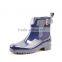 fashion high quality navy shiny glossy PVC wellington rain boots women