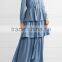 Latest Ruffled Tiered Tencel-chambray Long Sleeve Maxi Dress Names Of Ladies Drsses Designs Photos 2016 HSD5675
