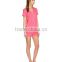 Pink Short Pyjamas Set Contrast Piping New York Pajamas Sleepwear Clothing Short Sleeves And Short Pants Shirttail Hem Nightwear