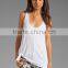 Women's Slub Jersey Swing Racer Back Square Cut Tank Tops in White