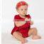 2017 summer new high-quality Cotton short-sleeved red bow tie baby set, roomper dress+headband from 1 to 2 years old