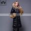 2017 Italian design fashionable pattern goose down jacket women with big fur collar and cuff