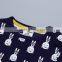 Lovely long sleeve printed white rabbit black kids t-shirt ruffle