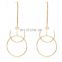 Fashion metal earring long drop earring with circle