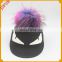 Wholesale stylish genuine raccoon fur colourful pompom cap