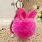 Lovely Pink Color Rabbit Fur Ball Bag Pendant Fur Pompom Keychain Keyring