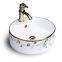 Color art ceramic above square no hole bathroom luxury design hand paint blue wash hand basin