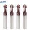 High Precision Solid Carbide Ball Nose End Mill 2 / 4 Flute 1-20mm Tapered Cutting Tools