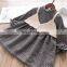 2020 New autumn girls children's gray brown plaid dress