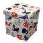 Customized modern living room furniture cartoon printing polyester storage ottoman square fabric folded