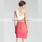 2015 Women Celebrity Party Knitted Gradient Dresses White Red One Shoulder Strapless Bandage Dress Pencil Bodycon Elegant Dress