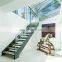 Fiberglass Straight staircase Tempered glass treads modern house staircase designs stairs