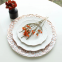 Wholesale Cheap Party Dinnerware Plastic Floral White Charger Plates With Rose Gold Rim