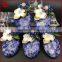 Fashion handmade wire wrap oval sodalite jasper & white shell flower blue crystal beads brooch